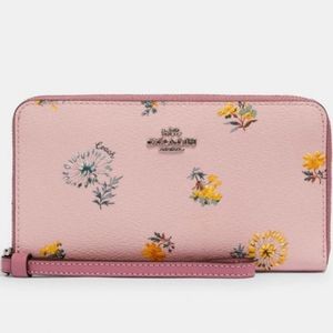 Coach Large Phone Wallet Dandelion Floral Pink